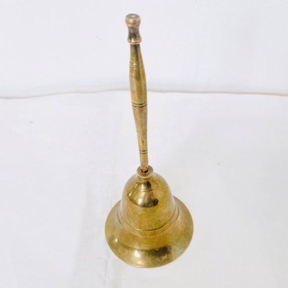 Vintage India Brass Etched Hand Bell 7 in. Dinner Service Bell Home Decor - Picture 4 of 8